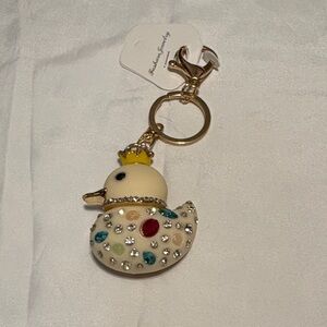 Duck Keychain with Rhinestones and Crown